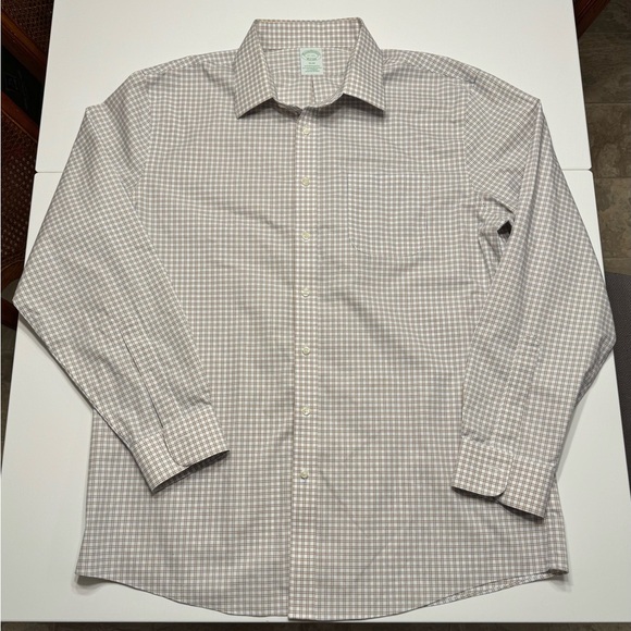 Brooks Brothers Men's XL Yellow Brown Checkered Shirt - Picture 2 of 3